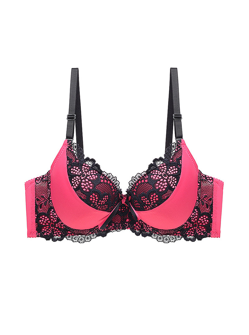Sexy Lace Hollow Out Super Push-Up With Steel Ring Comfortable Nylon Three-Breasted Versatile Bra
