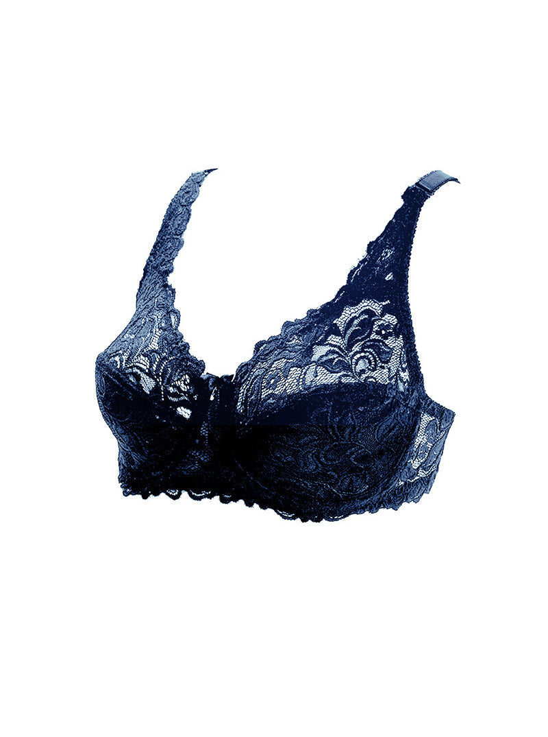 Pure Summer Large Cup Thinner Sexy Lace Anti-Exposure Comfortable Breathable Double-Breasted Bra