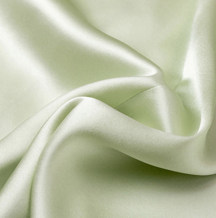 White Green Splicing Slit Hem Loose Sexy Boyfriend Style Long Sleeve Silk Summer Shirt Nightdress Female