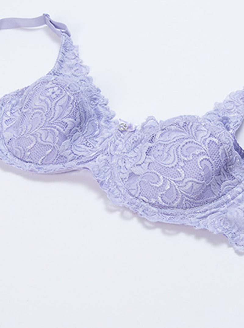 Pure Summer Large Cup Thinner Sexy Lace Anti-Exposure Comfortable Breathable Double-Breasted Bra