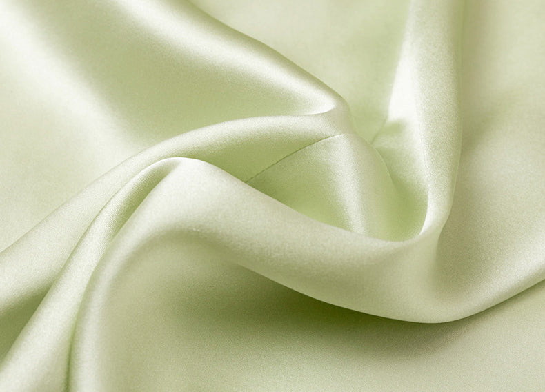 Spring Autumn Female Silk Matching Pajamas Milk White Splicing Fruit Green Shirt Collar Long Sleeve Two-Piece Set